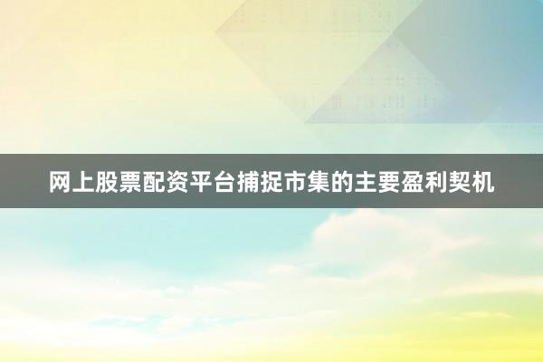 网上股票配资平台捕捉市集的主要盈利契机