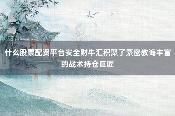 什么股票配资平台安全财牛汇积聚了繁密教诲丰富的战术持仓巨匠