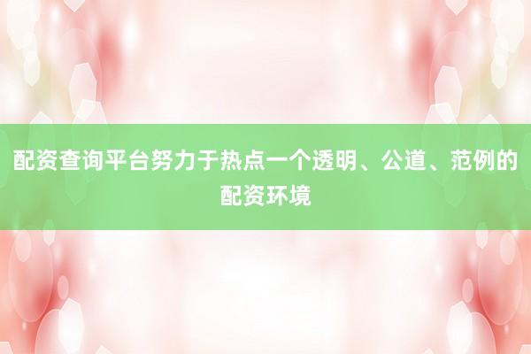 配资查询平台努力于热点一个透明、公道、范例的配资环境