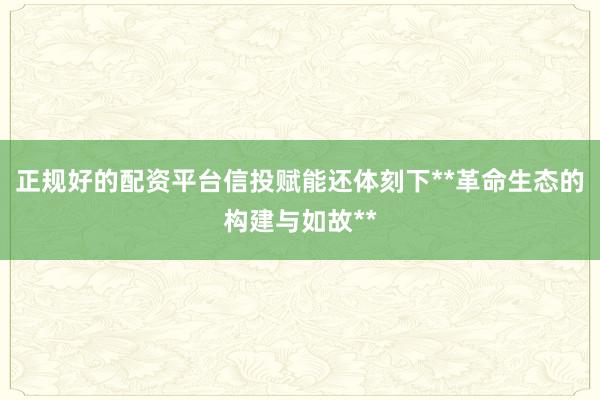 正规好的配资平台信投赋能还体刻下**革命生态的构建与如故**