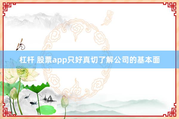 杠杆 股票app只好真切了解公司的基本面