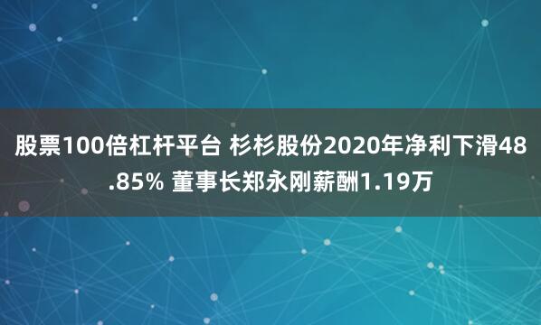 股票100倍杠杆平台 杉杉股份2020年净利下滑48.85% 董事长郑永刚薪酬1.19万
