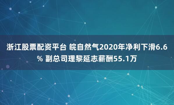 浙江股票配资平台 皖自然气2020年净利下滑6.6% 副总司理黎延志薪酬55.1万