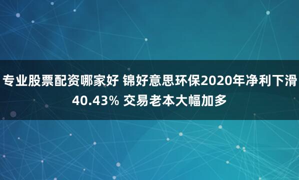 专业股票配资哪家好 锦好意思环保2020年净利下滑40.43% 交易老本大幅加多