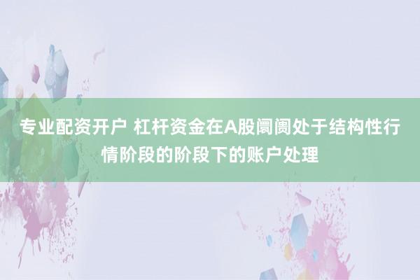 专业配资开户 杠杆资金在A股阛阓处于结构性行情阶段的阶段下的账户处理